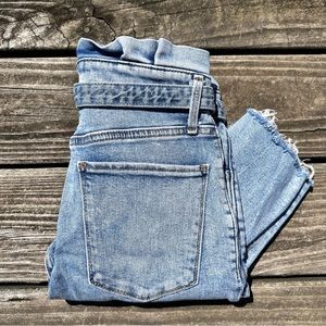 A&F ruffle belted skinny jeans